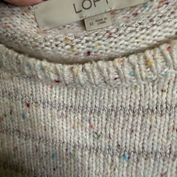 LOFT Women's Speckled Knit‎ Sweater Cozy Neutral Pullover Casual Size M - Picture 2 of 4